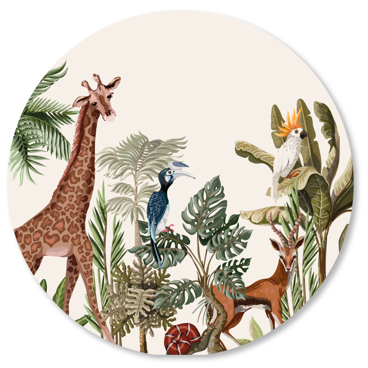 Muurcirkel 'jungle giraf' 50cm